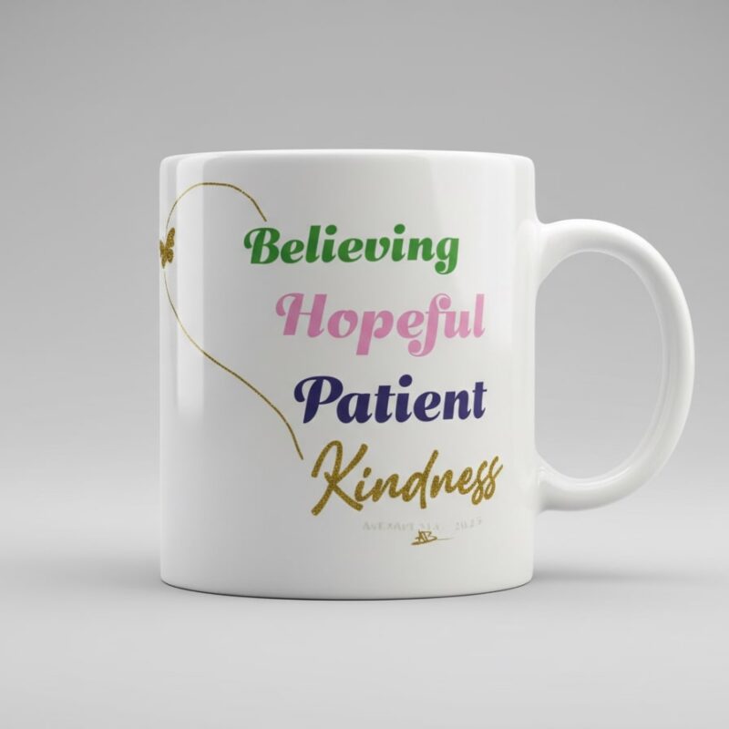 kindness mug glitter gold heart & butterfly insert (design 1a)