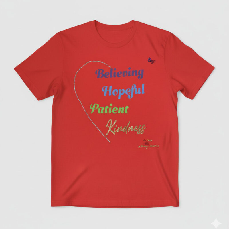 kindness tee – rhinestone side heart edition