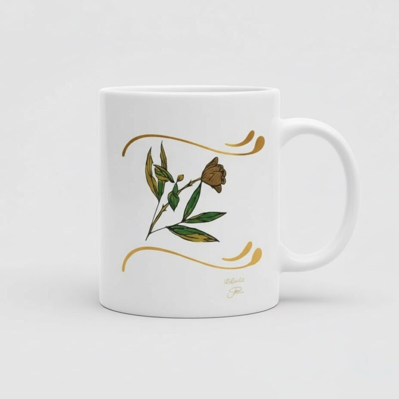 “just because” mug hand drawn glitter flower (design 1d) "just because" mug hand drawn glitter flower (design 1d)