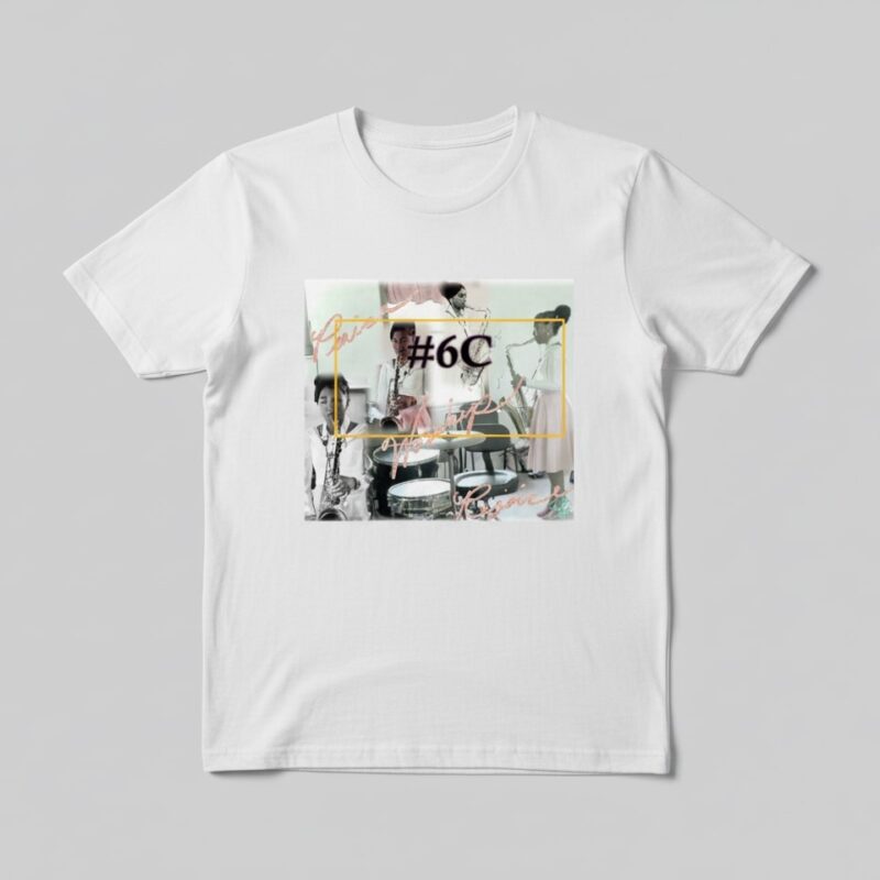 rejoice tee – saxophone worship collage with words