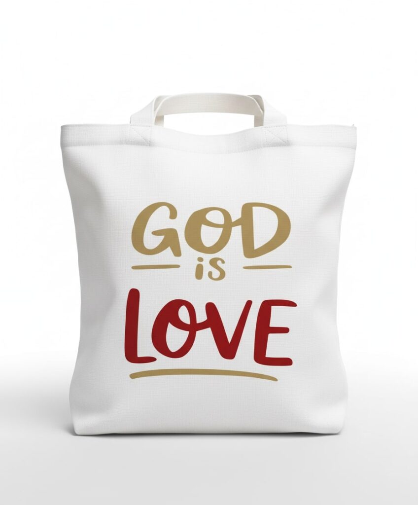 11a god is love flatlaystyle totebag white