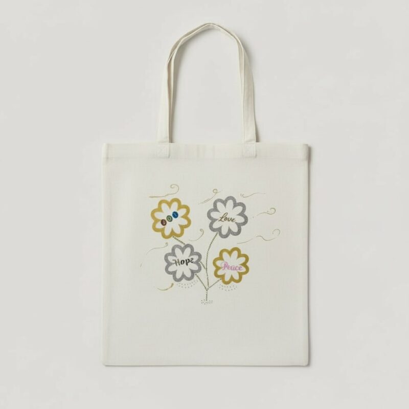 17a flower love flatlaystyle totebag white