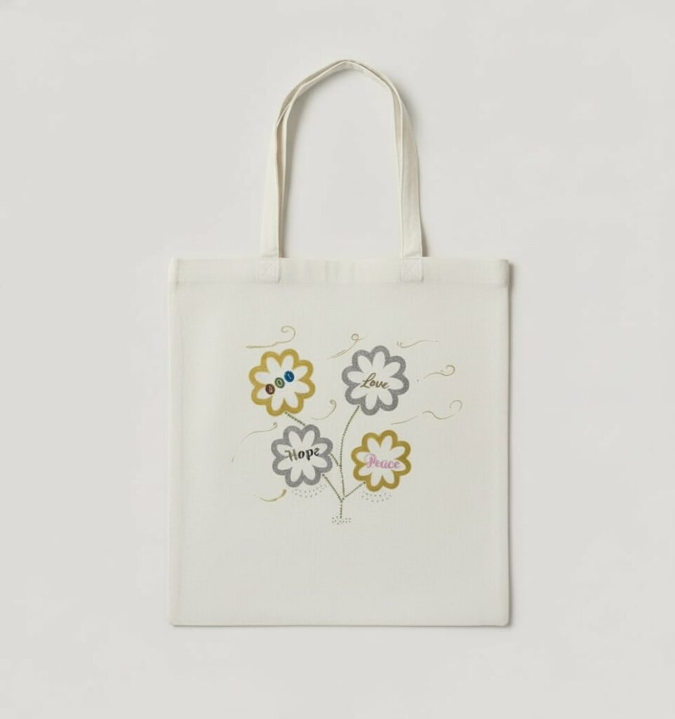 17a flower love flatlaystyle totebag white