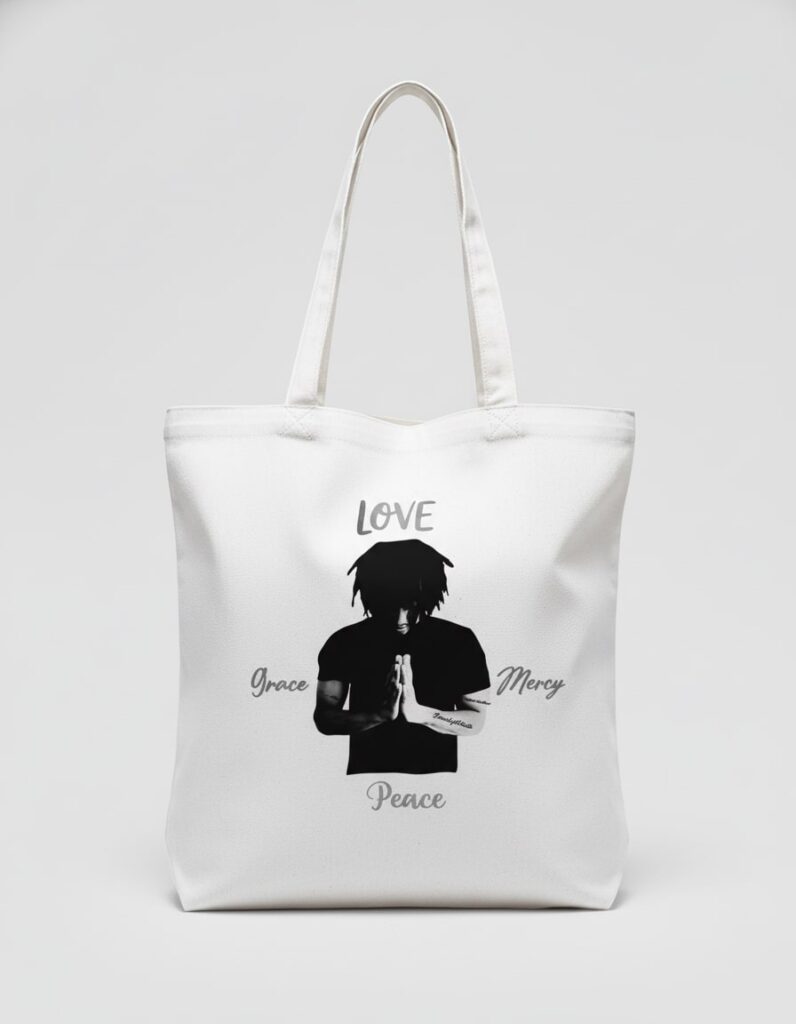 18a peace pray love tote bag white