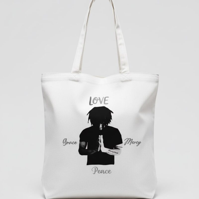 18a peace pray love tote bag white